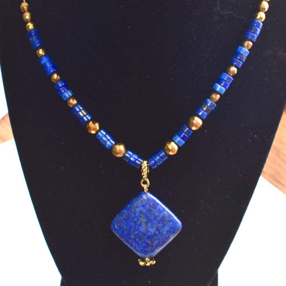 Gemstone Pendant  & Earring Set | Blue Lapis